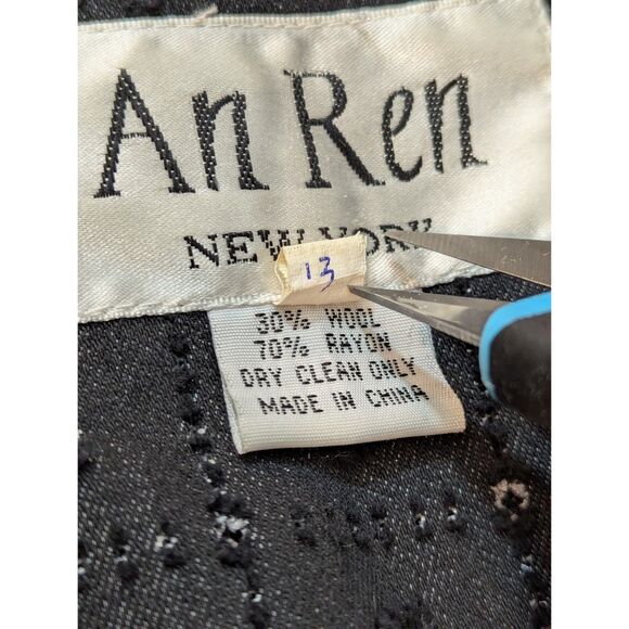 An Ren XS Wool-Blend Tailcoat Jacket Bustle Hem Gray/Red Steampunk - Picture 6 of 9